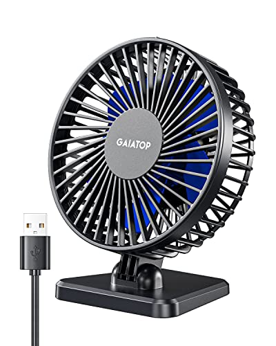 Gaiatop USB Desk Fan, Small But Powerful, Personal Portable Quiet 3 Speeds, Adjustable Mini Table Desktop fan for Cooling Home Office Car Summer Travel Gifts Blue - color: Blue