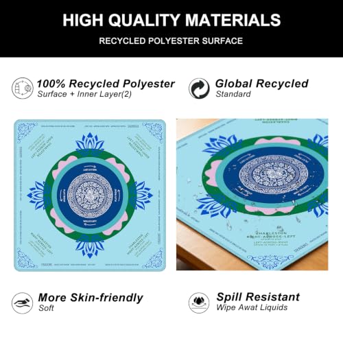 Mahjong Mat for Table with Rules, 31.5" x 31.5" Noise Reduction Non Slip Waterproof Mah Jong Table Mat with Carrying Bag, Suitable for Mahjong, Poker, Board Games, Dominoes, and Card Games(Blue) - color: Blue