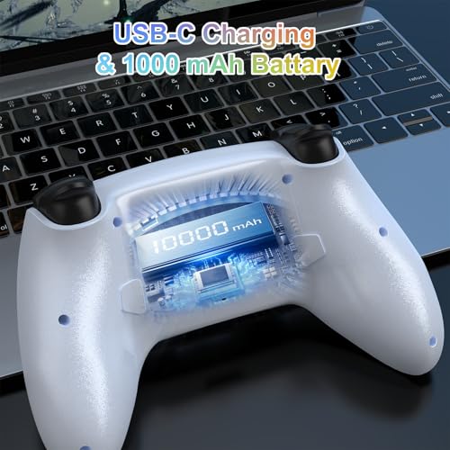 SWVOE Controller for P5, Wireless P 5 Remote Compatible with P 5/PC/Steam Deck, Support Programmable, Vibration, 6-Axis Sensor, Speaker, Mute, and Audio Jack (White)