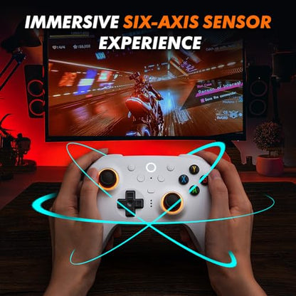 8BitDo Ultimate 2 Wireless Controller, Game Gamepad for PC Steam Android with TMR Joysticks, Switchable Hall Effect/Tactile Triggers, RGB Fire Ring, PC Steam Gamer Gift - color: White