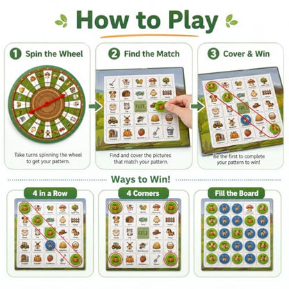 Travofun Farm Bingo Game, Magnetic Travel Toy for Kids 3 and Up, Ideal for Road Trips - style: Farm