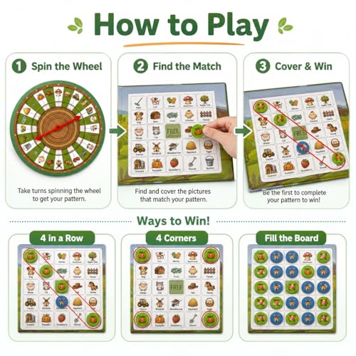 Travofun Farm Bingo Game, Magnetic Travel Toy for Kids 3 and Up, Ideal for Road Trips - style: Farm