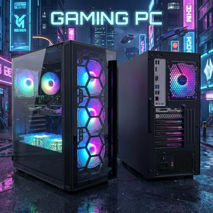 STGAubron Gaming PC Desktop,Core I7,RTX 3050 6G,16G RAM,512G SSD | Gaming Computer Tower for Streaming,Video Editing,Home,School,I7 up to 3.9GHz,ARGB Fan,WiFi 6,BT 5.0,4K DP,HDMI,Win11 Home