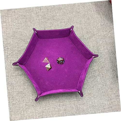 BESPORTBLE Hexagon Dice Tray Pu Leather Storage Box Folding Dice Cup for Gaming Easy Clean and Portable