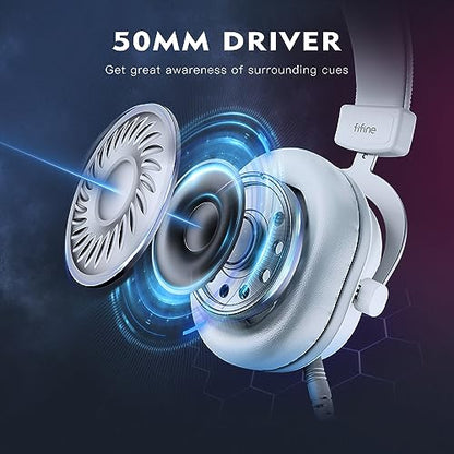 FIFINE Streaming RGB USB Microphone Gaming Headset Bundle, PC Condenser Mic Wired Headset on PS4/PS5, Gamer Kit Plug and Play for Recording, Online Game, Discord, Twitch (A6TW+H6W)