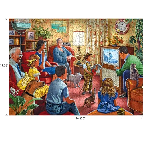 RoseArt - Back to The Past - Family Night Television - 1000 Piece Jigsaw Puzzle for Adults - style: Family Night Television
