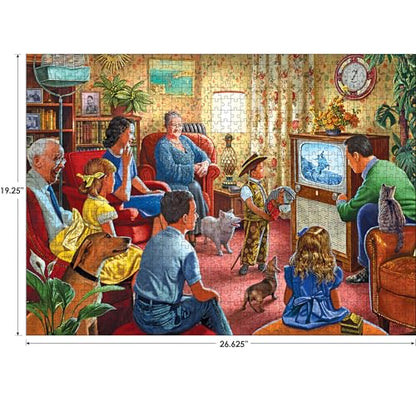 RoseArt - Back to The Past - Family Night Television - 1000 Piece Jigsaw Puzzle for Adults - style: Family Night Television