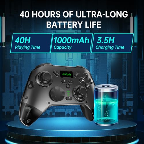 hosowe Wireless Mobile Gaming Controller Compatible for PC/Switch/Android/iOS, Interactive Screen PC Controller with Programmable, Hall Effect Joysticks&Triggers, Vibration, Motion Control (Black) - color: Black