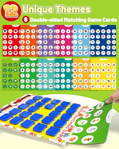 Matching Memory Game for Kids Ages 3-5 4-8, Car Airplane Travel Toys Games Activities for 3-5, Road Trip Essentials for Kids Toddlers, Board Games for Kids 4-6, Birthday Gifts for Kids Boys Girls - style: Memory game-dark blue