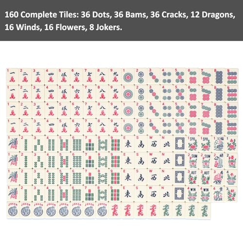 1.2” American Mahjong Tiles, 160 American Mahjong Tiles (Tiles Only, No Dice and Other Accessories) - color: Ivory
