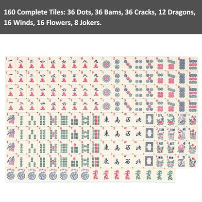 1.2” American Mahjong Tiles, 160 American Mahjong Tiles (Tiles Only, No Dice and Other Accessories) - color: Ivory