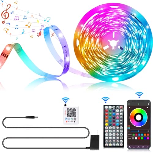 Ledagic Led Lights for Bedroom 55ft 540Leds Music Sync Led Strip Lights | Color Changing Led Lights with 60 Key Remote and App Control RGB Led Light Strip for Home Party Room Decoration - size: 55 ft