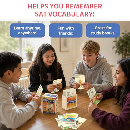 Skillmatics Vocabulary Flash Cards for SAT Prep – Learn 100 Words with Wordplay, Visuals & Soundplay, Study Aid & Educational Gift for Ages 12, 13, 14 & Up, Screen-Free Language Game - style: SAT