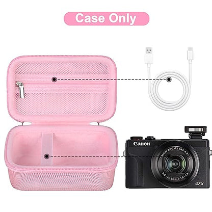 Canboc Camera Case for Canon PowerShot G7 X Mark III/ G7X Mark II Digital 4K Vlogging Camera, Point and Shoot 4K Video Camera Bag, Zipper Mesh Pocket fits USB Cable, Batteries, Pink - color: Pink