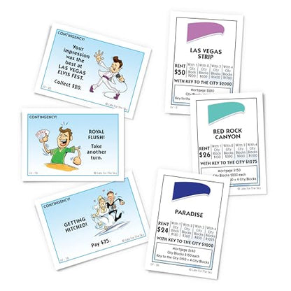 Late for The Sky Las Vegas-Opoly Property Trading Board Game – Vegas Theme Family Party Game for 2-6 Players Ages 8+, Tokens, Dice, Cards, City Blocks and Keys to The City
