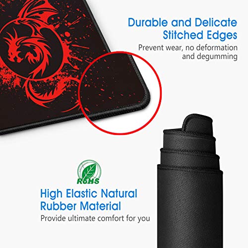 A-Red Large Dragon Gaming Mouse Mat - Gamer Office Computer Mouse Pad - color: A-Red