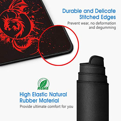 A-Red Large Dragon Gaming Mouse Mat - Gamer Office Computer Mouse Pad - color: A-Red