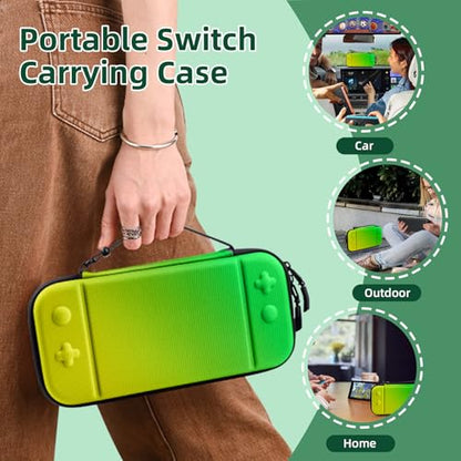 BRHE Switch 2 Carry Case Compatible with Nintendo Switch 2 Console,Large Capacity Switch 2 Case, Portable Hard NS 2 Travel Bag for Console & Accessories, 10 Game Card Slots (Yellow Green Gradient) - color: Yellow Green Gradient