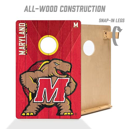 YouTheFan NCAA 2’ x 3’ Wood Cornhole Game with Logo Bags - color: Maryland Terrapins