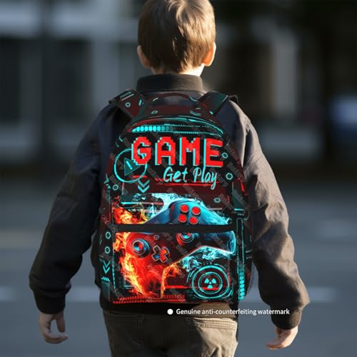 School Backpack for Boys- Video Game Backpacks Boys Backpack for Kids Children Teens Elementary Middle School - Students Bookbag Ages 6-18, Game Bookbag Travel Back Pack - color: Gamepad