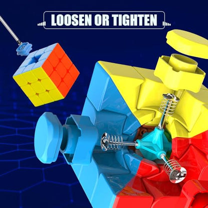 STEAM Life Speed Cube Set 3 Pack - Magic Cube Set with 3x3 & 2x2 Speed Cubes, Pyramid Cube - Smoothly Collection for Kids, Teens & Adults - color: 3 Pcs