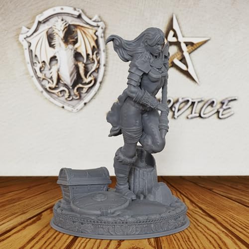 DND Minis for Miniature Game & Fantasy Role Playing - Tabletop Unpainted Miniatures for Dungeon Masters, 28mm Scale TTRPG Accessory Figure with Scenic Base - Angry Barbarian (AS212)