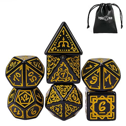 DND Dice Set -D&D Polyhedral Dice (7 Pcs) Druid Dice with Leather Dice Bag for Role Playing Dice Games RPGs(Druid - Black Yellow) - color: Druid - Black Yellow