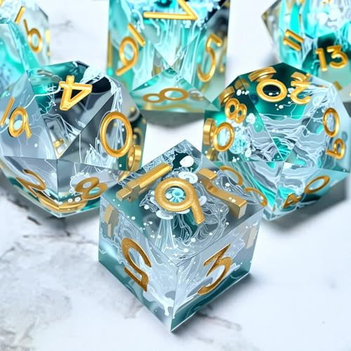 Dungeons and Dragons dice Set DND, polyhedral D&D Resin dice Set, Suitable for Role-Playing dice Game RPG Pathfinder DND dice Set - color: Resin Cloud Line