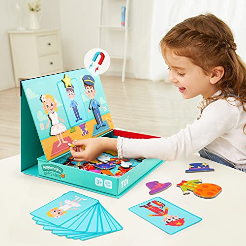 TOI Kid Magnet Toys Magnetic Jigsaw Puzzle for Kids Ages 3-5, Dressing | Portable Travel Puzzle, Toddler Magnetibook with Game Board, Preschool Educational Game, Home School Tabletop Activity Gift - style: Dressing
