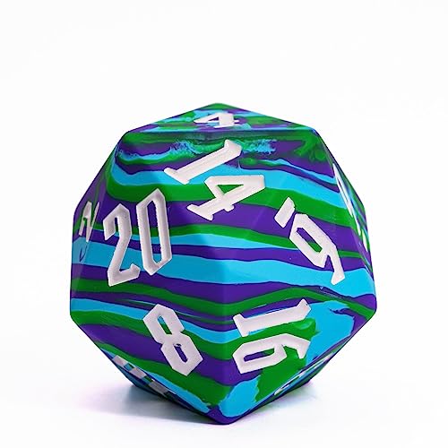 55mm Silicone D20 DND Dice, Large D20 Single 20 Sided D&D Dice | Soft & Comfortable Touch, Perfect Bouncer, Gift Box, Compatible with Dungeons and Dragons RPG Bar Pub Club Party Games - color: Tricolor Camo