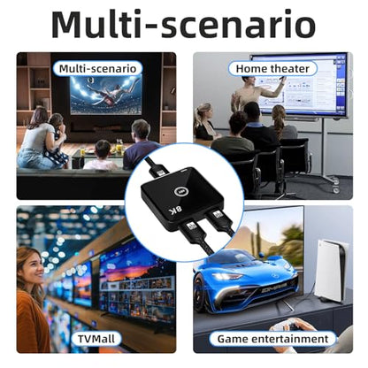 HDMI 2.1 Switch 2 in 1 Out 8K@60Hz, 4K@144Hz, Bi-Directional, Touch Control, VRR, Dynamic HDR, HDCP 2.3, 48Gbps, Zero Lag for PS5/Xbox Series X/Apple TV 8K/Roku Ultra/Fire Stick 8K Max