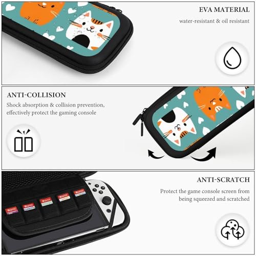 Hard Shell Travel Case Compatible with Switch, Portable Protective Carrying Bag with 15 Game Cartridges, Cats Lovers Games Accessories - color: Color(83)