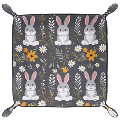 Rabbit and Flowers Dice Tray Dice Rolling Tray Folding Dice Holder for Dice Games, Like RPG, DND and Other Table Games - color: Multi 3