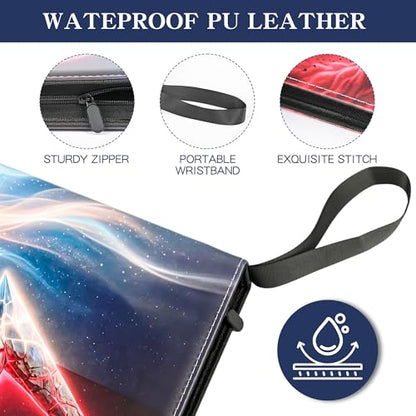 Trading Card Binder 9 Pocket, 900 Pocket Card Holder with 50 Removable Sleeves,PU Waterproof Card Book 3-Ring Zipper Collectible Card Album for Adult Gift (Red-1) - color: Red-1, size: 9 Pocket, 900 Cards