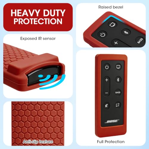 Case for Bose Solo 5 10 15 Series ii TV Remote,Silicone Cover for Bose Solo Cinemate Series II IIGS 1SR 10&15 Remote Controller Skin Protective Universal Replacement Sleeve-Red - color: Red