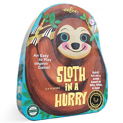 eeBoo Sloth in a Hurry Improv Action Game - Award Winning Creative Acting & Imagination Game, Screen-Free Fun for 2-4 Players, Ages 5 and up - style: Modern