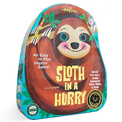 eeBoo Sloth in a Hurry Improv Action Game - Award Winning Creative Acting & Imagination Game, Screen-Free Fun for 2-4 Players, Ages 5 and up - style: Modern