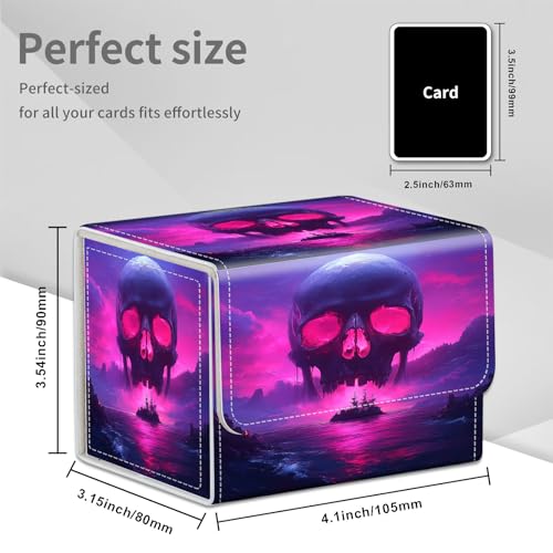 Giant Skull Island for MTG Deck Box, 100+ Double Sleeved Card Storage Case, PU Leather Commander Deck Case for TCG Magic Yugioh, Magnetic Closure - color: Giant Skull Island
