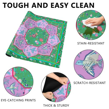 Mahjong Mat with Carrying Bag and 3 Dice, 31.5" X 31.5" Noise Reduction Mahjong Table Cover, Non Slip Gaming Mat for Board Tile Games Poker Card Dominoes, Mahjong Gifts for Women Mahjong Accessories - color: A0203