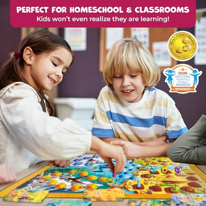 Number Hunter Math Board Game for Kids 5-7, 1st Grade & Kindergarten | Addition and subtraction game, STEM toy for 5+ year old, homeschool essentials, classroom learning, family game night