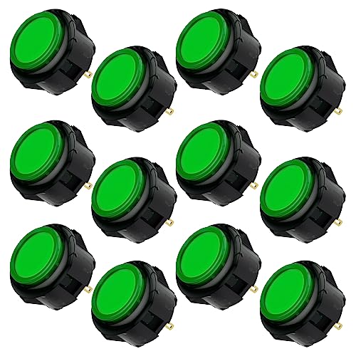 Qanba Gravity KS Mechanical Shafts Silent Pushbutton 24mm Snap-in (Boxed (Clear Green Black E09(12 pcs) - color: Clear Green Black E09(12 pcs）