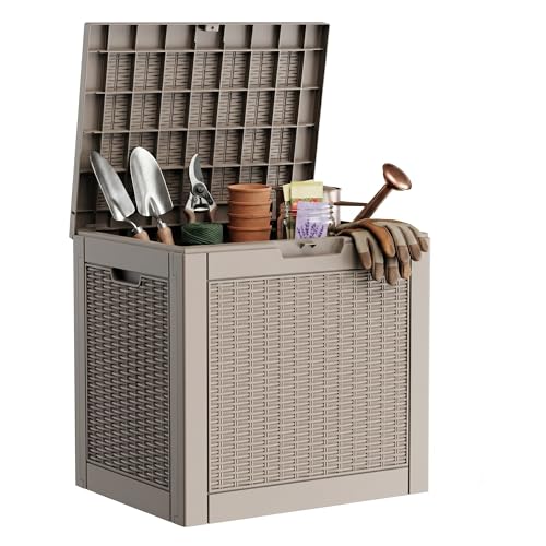 36 Gallon Waterproof Outdoor Storage Box,Deck Boxs for Outdoor and Indoor Use,Deck Storage Box for Picnic Supplies,Gardening Tools,Lockable and Easy to Install(Grey) - color: Grey, size: 36 Gallon