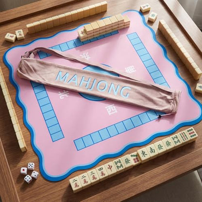 35 Inch Long Velvet Mahjong Mat Bag Cute Double Strapped Drawstring Mahjong Mat Holder Lightweight Carrying Bag for Board Games Outdoor Travel Storage-Mat Not Include(Purple,1 Pc) - color: Purple
