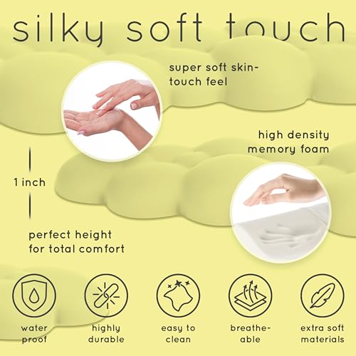 Cloud Keyboard Wrist Rest – Create-ables Qloud Cloud Wrist Rest for Computer Keyboard and Mouse, Ergonomic Memory Foam Wrist Pad with Non-Slip Base, Includes Cloud Mouse Pad – Yellow - color: 12 Pastel Yellow