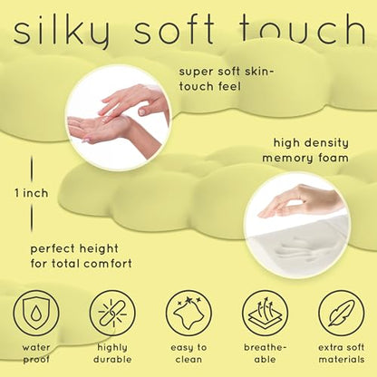 Cloud Keyboard Wrist Rest – Create-ables Qloud Cloud Wrist Rest for Computer Keyboard and Mouse, Ergonomic Memory Foam Wrist Pad with Non-Slip Base, Includes Cloud Mouse Pad – Yellow - color: 12 Pastel Yellow