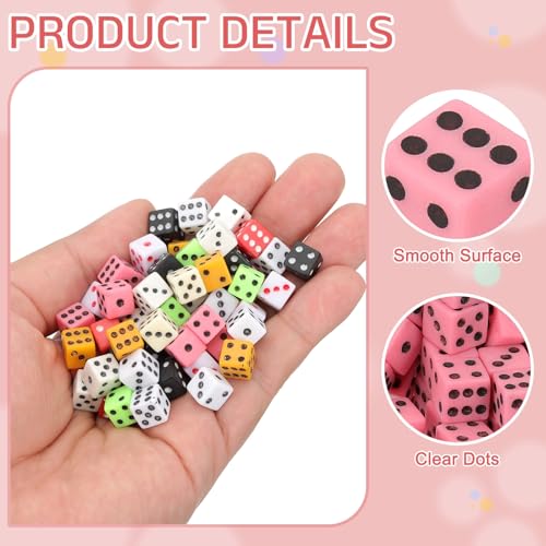 uxcell 300Pcs Mini Dice, 8mm/0.31" Acrylic Tiny Six Side Game Dot Square Dice Bulk for Table Board Game Party Activities, Pink/Black - color: Pink/Black, size: 8mm/0.31"