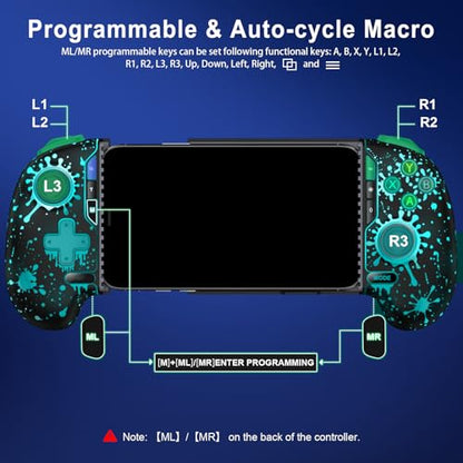 NinjaPlusOX Mobile Gaming Controller for iPhone/Android with Hall Joystick, Wireless Phone Controller with Phone Case Support, Compatible with Xbox Game Pass, Steam Link, Call of Duty, Roblox - color: Black Color Droplet
