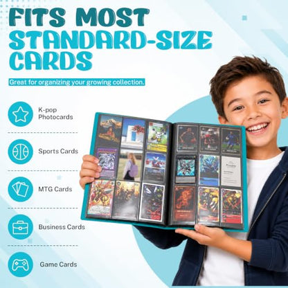 Trading Card Binder, 9 Pocket 20 Pages 360 Cards, Suitable for MTG, TCG(Lake Blue) - color: Lake Blue