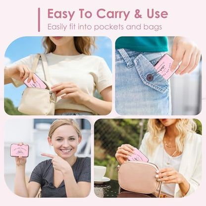 Credit Card Holder Pink, RFID Wallet Women Pocket Small Card Holder, You Are Pretty Travel Business Card Case Metal RFID Blocking Card Organizer for Women Men - color: Pink Bow You Are Pretty