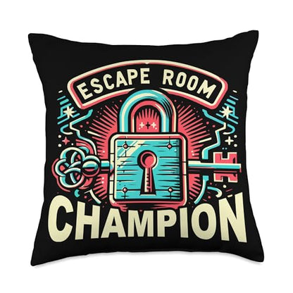 Escape Room Game Lockpicking Puzzle Room Exit Game Throw Pillow - size: 18x18